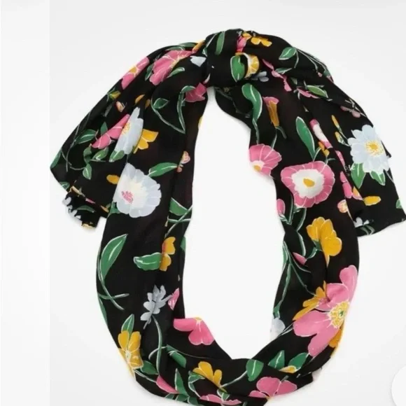 Kate Spade Floral Black Scarf NWT - Picture 1 of 5